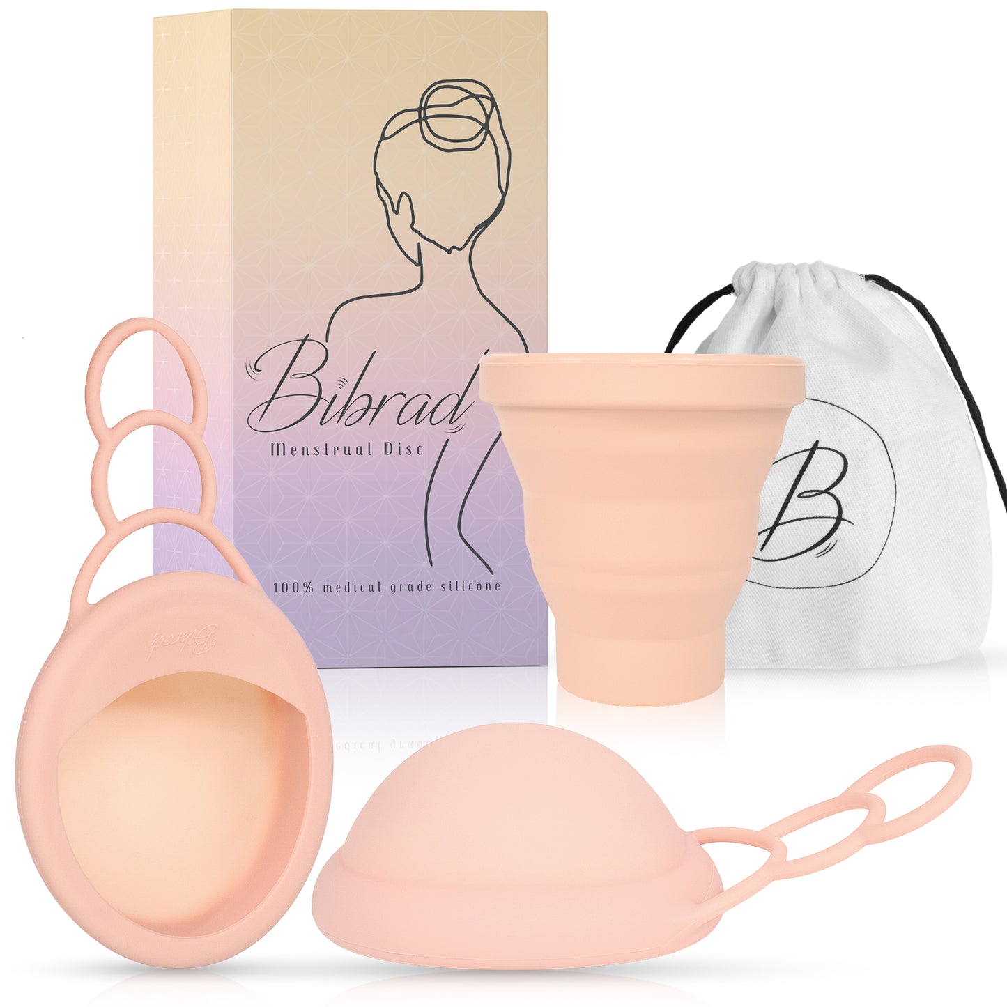 Pack de 2 discos menstruales tallas S-L con tirador largo ajustable