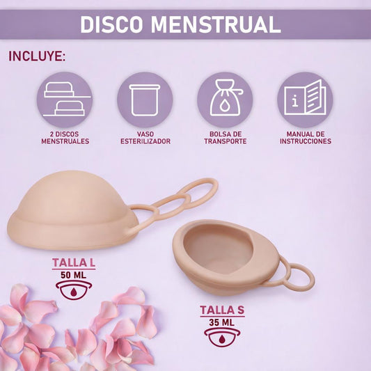 Pack de 2 discos menstruales tallas S-L con tirador largo ajustable