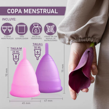 Pack de copas menstruales Talla S-M-L