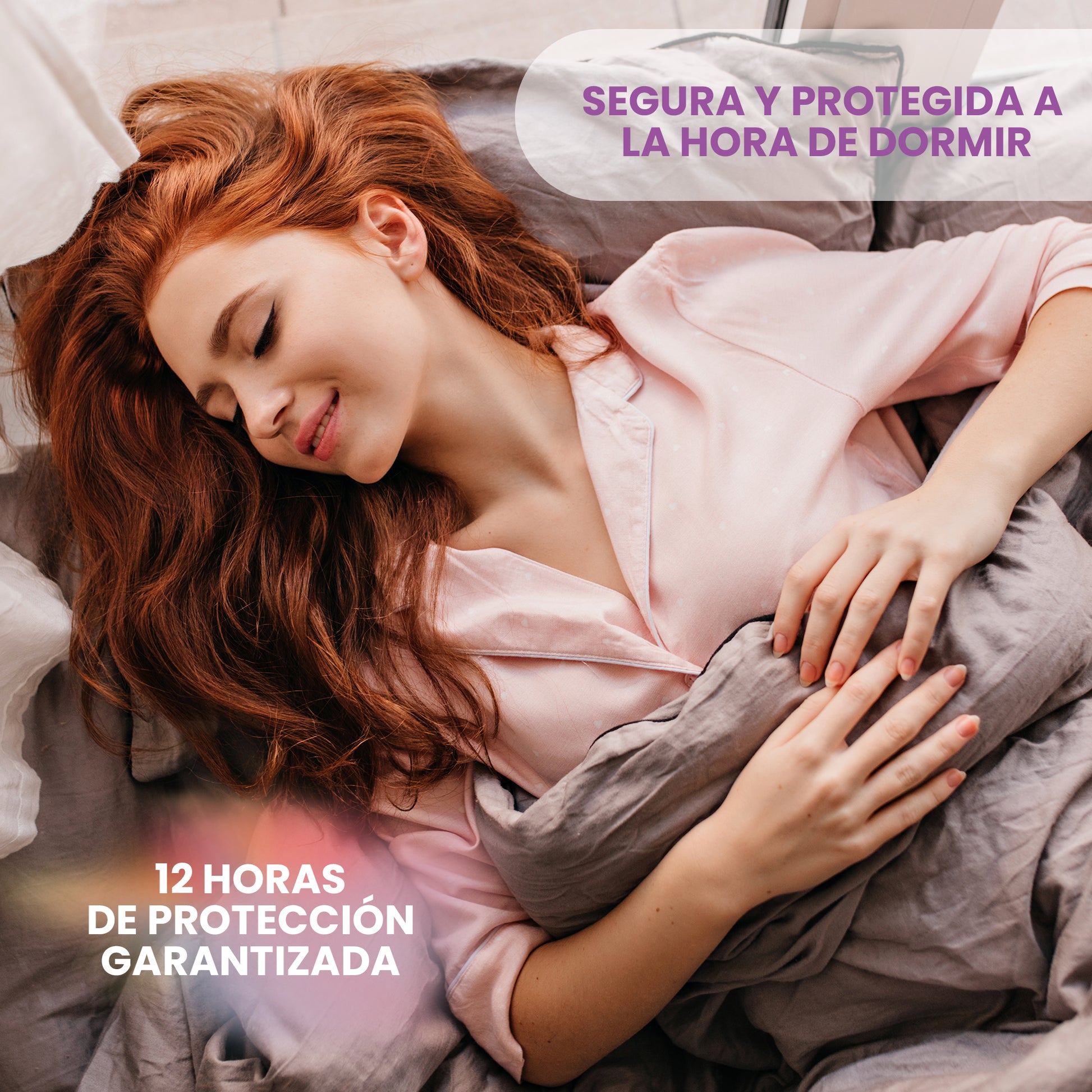 Chica durmiendo con disco menstrual 